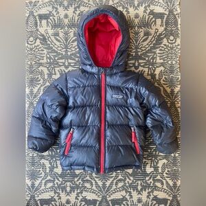 Patagonia Toddler Hi Loft Down Puffy Jacket Sweater Hoody. Size 3T. Navy Blue.